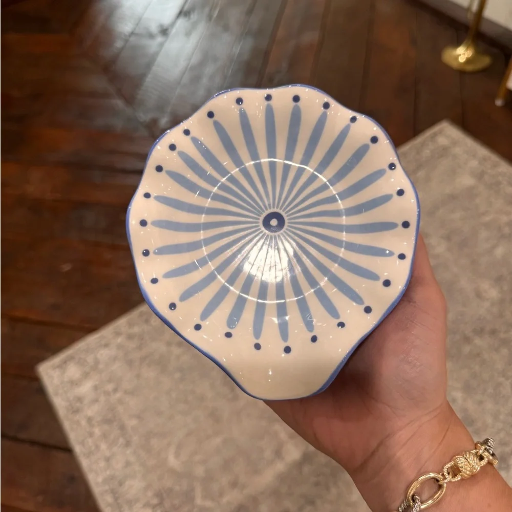 Coton Colors Blue and White Scalloped Dish